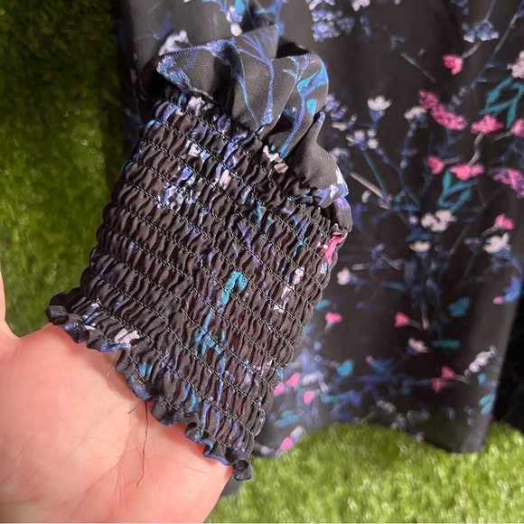 Simply Be 26 Floral Semi Sheet Tunic Smocked Sleeves Plus - Picture 4 of 6